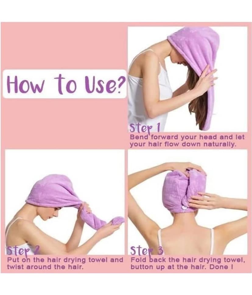 VALLEY GREEN ( SET OF 2 ) Hair Towel Wrap Absorbent Towel Hair-Drying Quick Dry Shower Caps Bathrobe Magic Hair Warp Towel Super Quick-Drying Microfiber Bath Towel Hair Dry Cap Salon Towel view 2