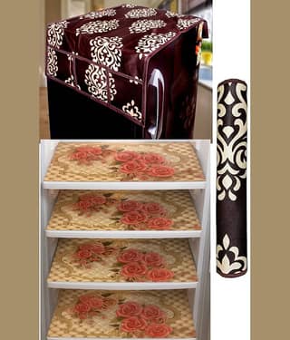 Revexo PVC Abstract Fridge Mat & Cover ( 40 32 ) Pack of 6 - Multicolor