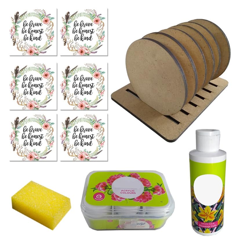 Image Transfer on Round Tea Coasters with Stand DIY Kit by Penkraft view 2