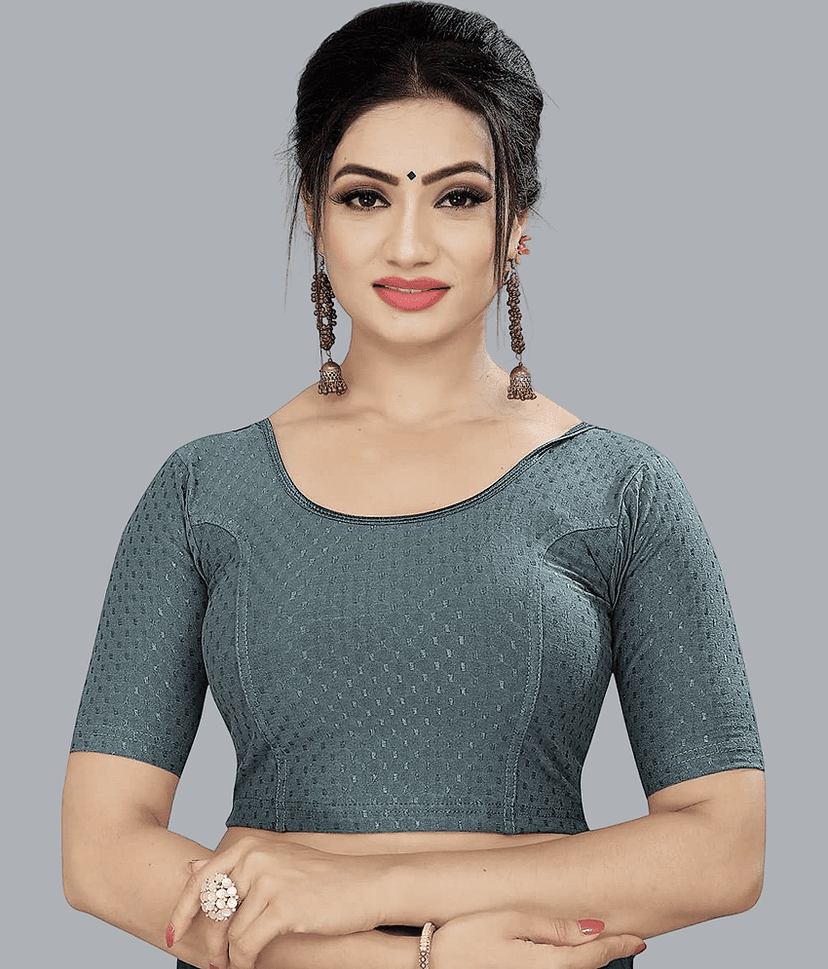 Bulbul Grey Readymade without Pad Lycra Women's Blouse ( Pack of 1 )
