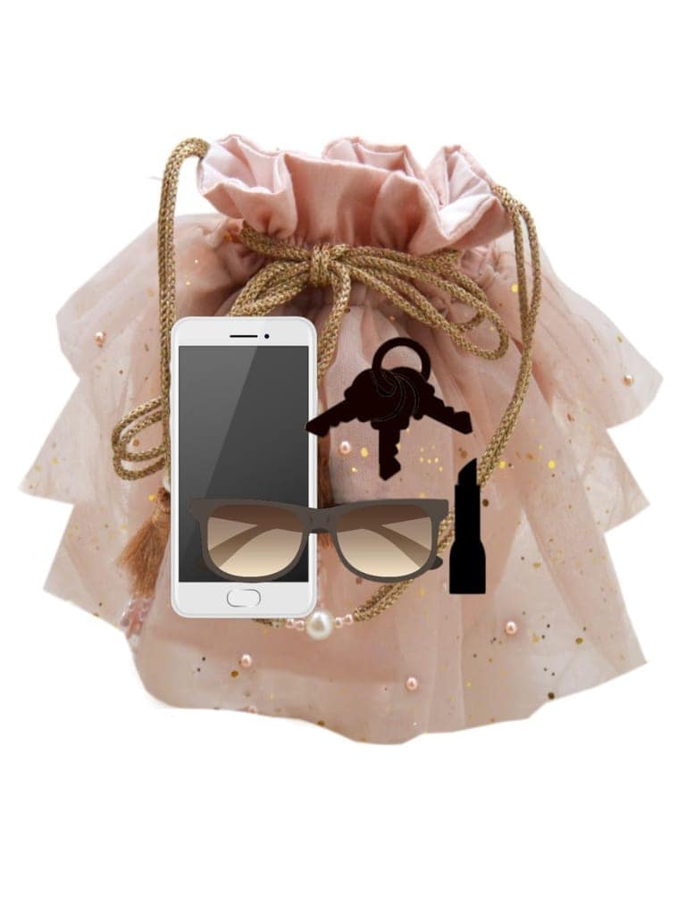 ABC Exquisite Handmade Indian Batua Potli Bags for ladies with Rose Gold Thread Handle, 3-Layered Net and Pearls - Ideal Gift for Her, Wedding Clutch- Perfect Purse for Parties & Weddings (Light Pink) view 5