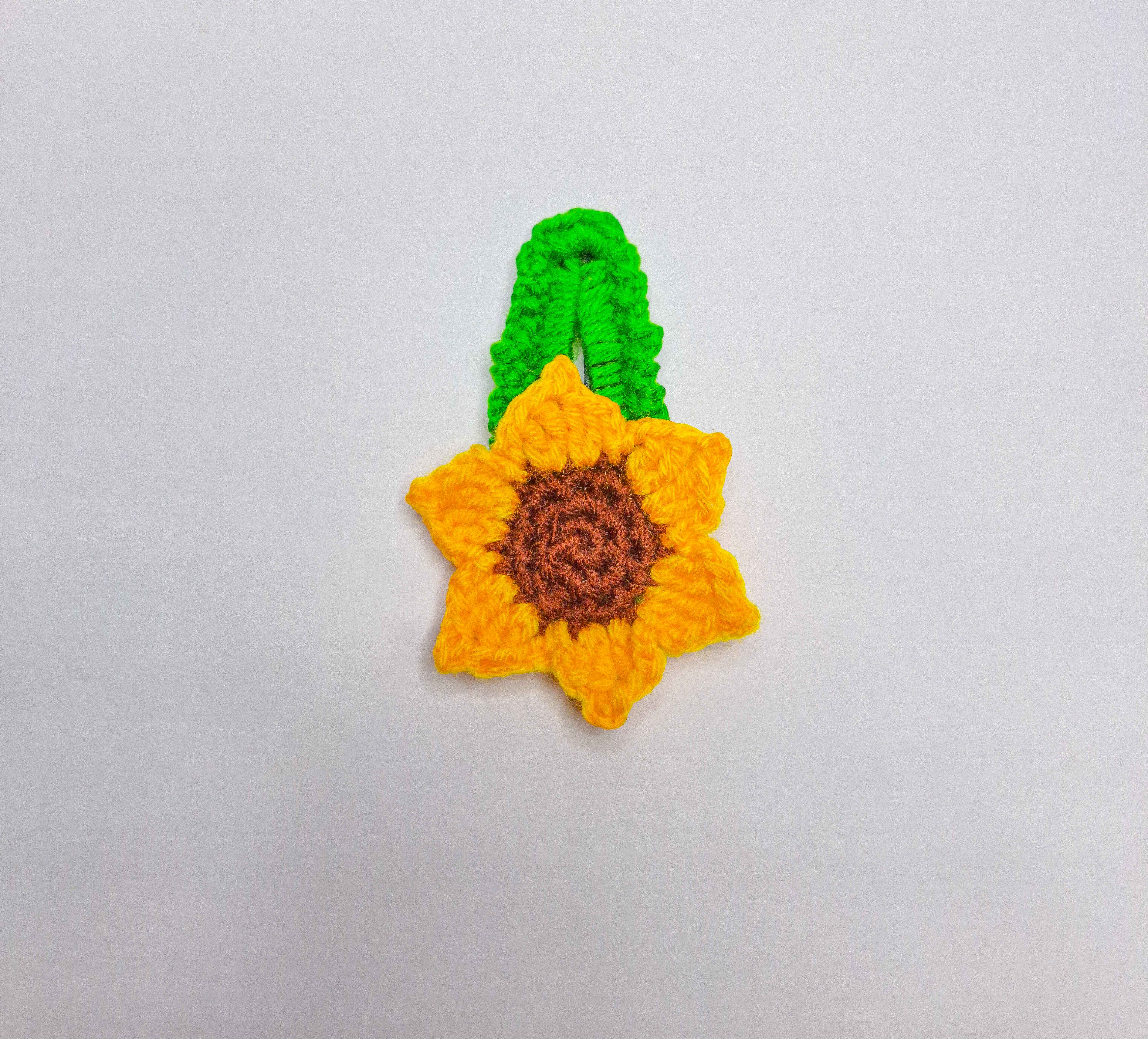 CROSHIA HUT Handmade Crochet Sunflower Hair Pin