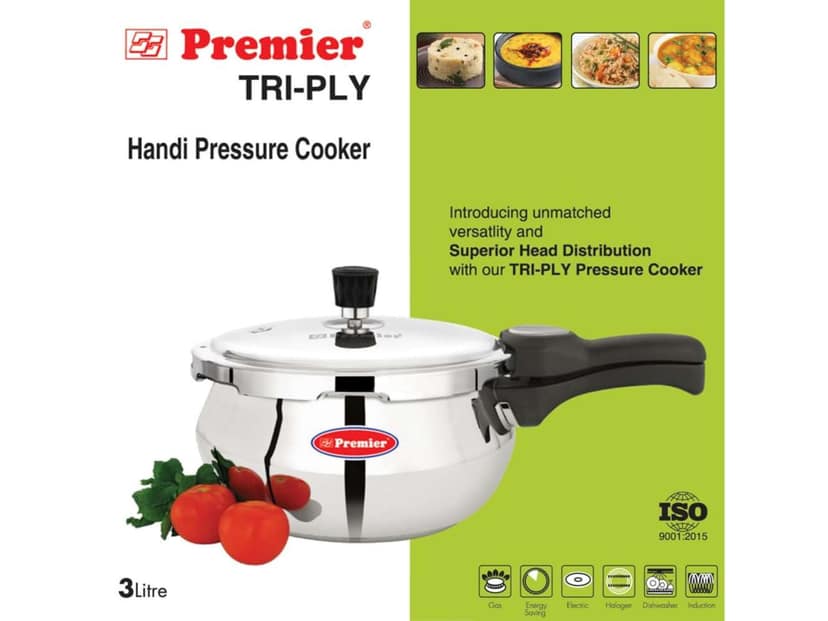 Premier Triply Handi Stainless Steel Pressure Cooker 3 Ltr view 2