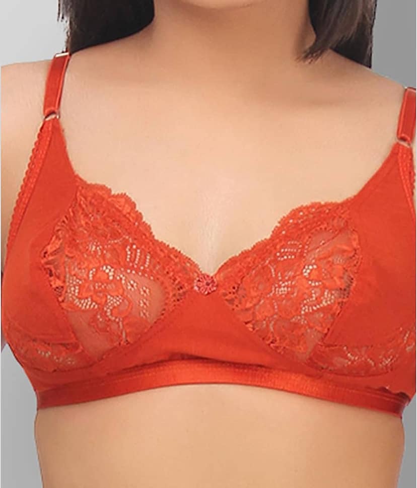 TCG - Orange Lace Women's Maternity Bra & Panty Set ( Pack of 1 ) view 2