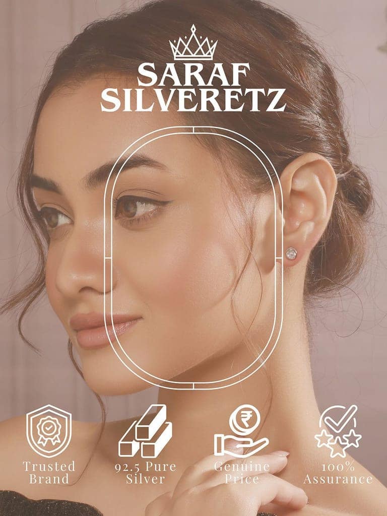 925 Sterling Silver Zircon Studded Halo Circle Solitaire Dailywear Studds Earrings view 3