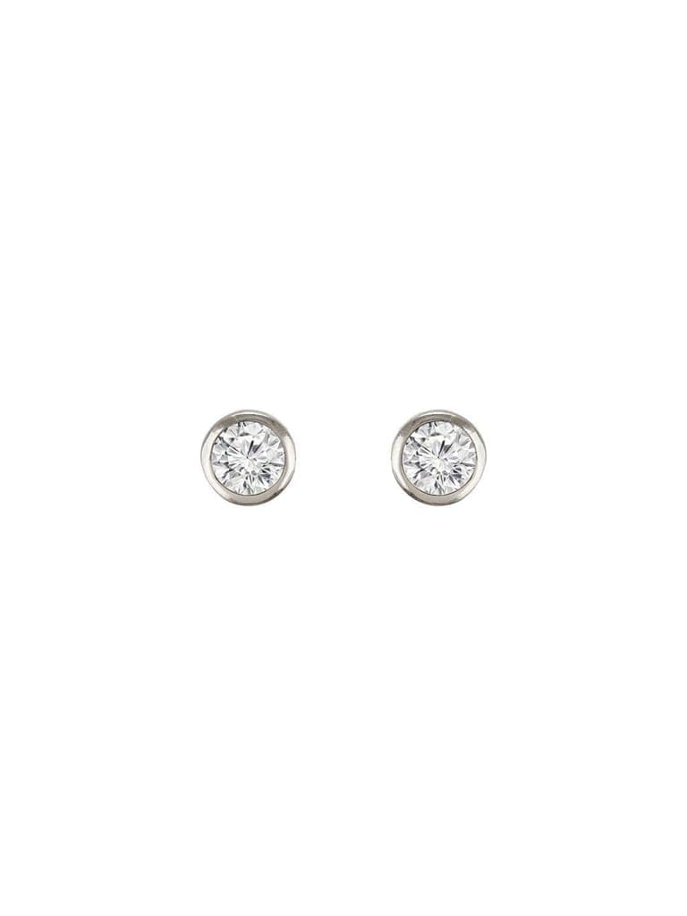 925 Sterling Silver Zircon Studded Halo Circle Solitaire Dailywear Studds Earrings view 6