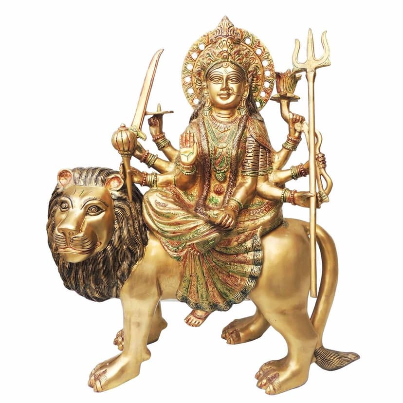 Brass Durga Ji Handcrafted Idol - Traditional Brass Home Decor, Height : 22.5 Inch (BSMAS1217 A) view 2