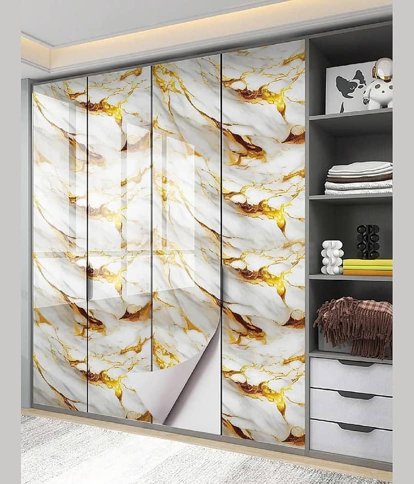 white gold marble foil wallpaper, white gold marble wallpaper roll, marble foil paper sticker, self adhesive marble wallpaper, peel and stick marble wall sticker, waterproof marble foil paper, kitchen bedroom wall decor, luxury marble contact paper view 2