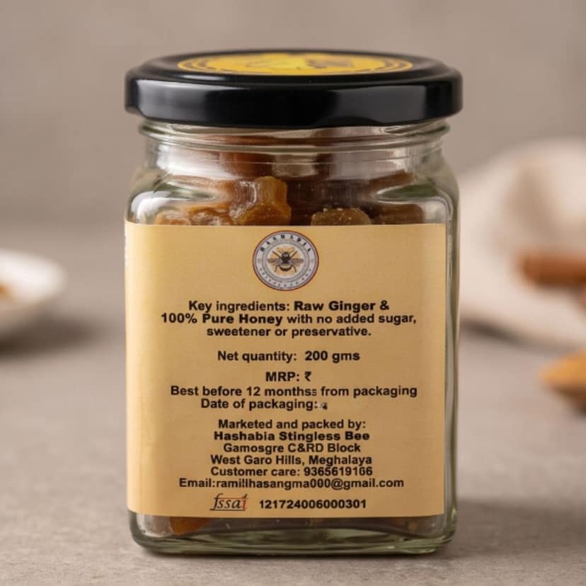 Hashabia Stingless Bee Candied Ginger Honey - 100 gm view 2
