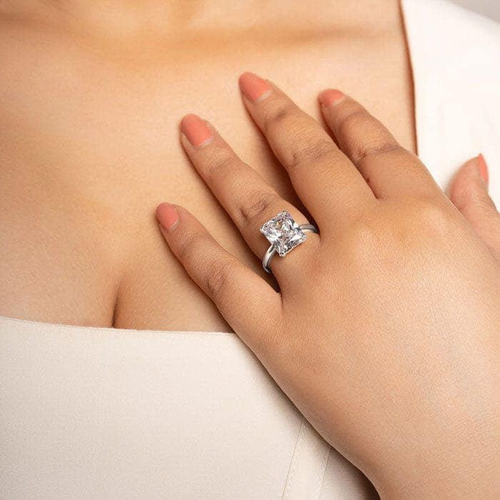 Silver White Crystal Radiant Ring view 2