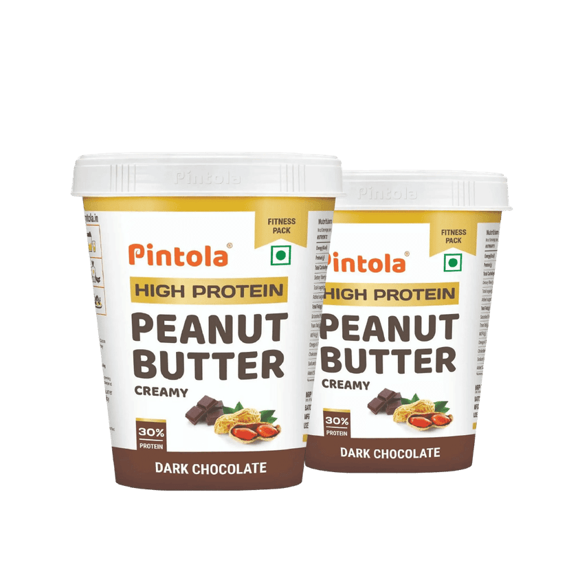 Pintola HIGH Protein Peanut Butter Dark Chocolate | 30% Protein | High Fibre | NO Salt | Non GMO, Naturally Gluten Free, Zero Cholesterol | Creamy, Pintola HIGH Protein Peanut Butter Dark Chocolate | 30% Protein | High Fibre | NO Salt | Non GMO, Naturall view 2