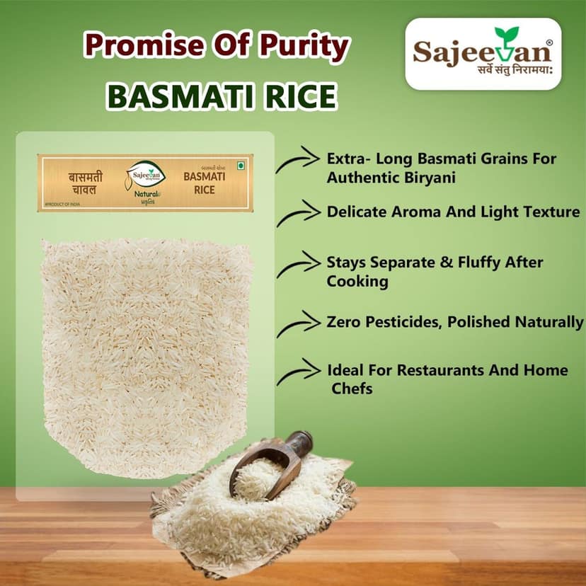 Organic Premium Basmati Rice | Long - Grain Aged Rice | Naturally Aromatic & Fluffy | Gluten - Free & Low GI | Ideal For Biryani, Pulao & Daily Meals | 1 kg view 5
