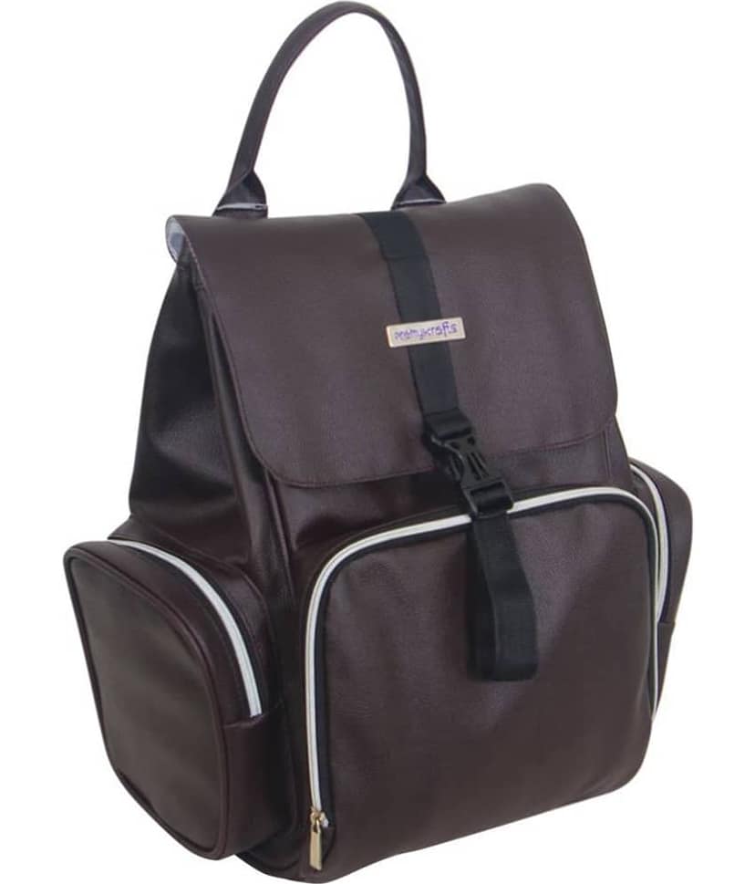 PrettyKrafts Brown Faux Leather Diaper Bag ( 40 cm