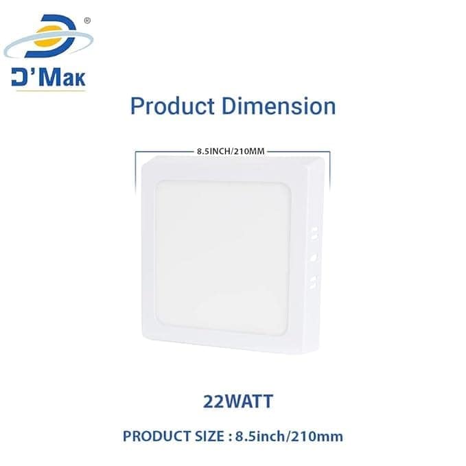 Surface Mounted LED Light for Ceiling, 22-Watt Panel Light with IP50 Dust Proof, White Light for Indoor Use at Home and Office, Fancy Square LightsPack of 1, metal view 3