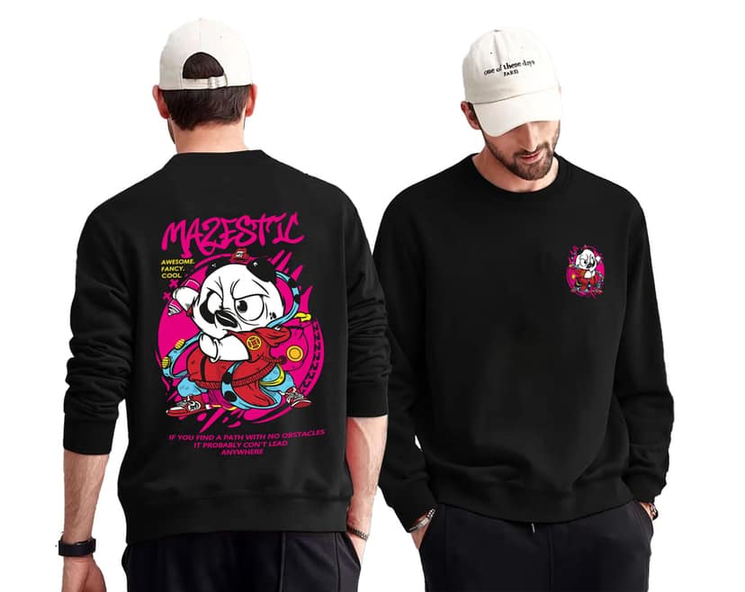 SCOTT FINCHER Men's Fleece Graphic Printed Sweatshirt : AA(RSSWT)BLACK_125 view 3