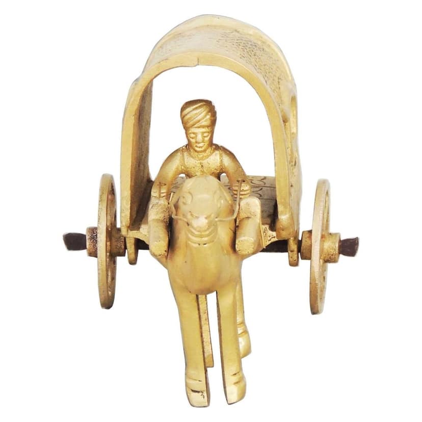 Brass Showpiece Camel Cart Roof Statue, Height : 3 Inch (BSMAS087) view 2
