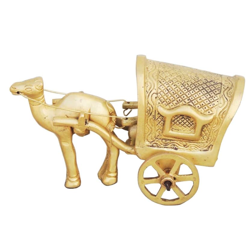 Brass Showpiece Camel Cart Roof Statue, Height : 3 Inch (BSMAS087) view 3