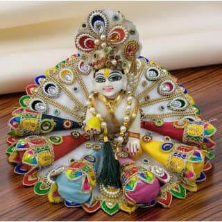 Exquisite White & Multicolored Krishna Dress Set l Laddu Gopal dress