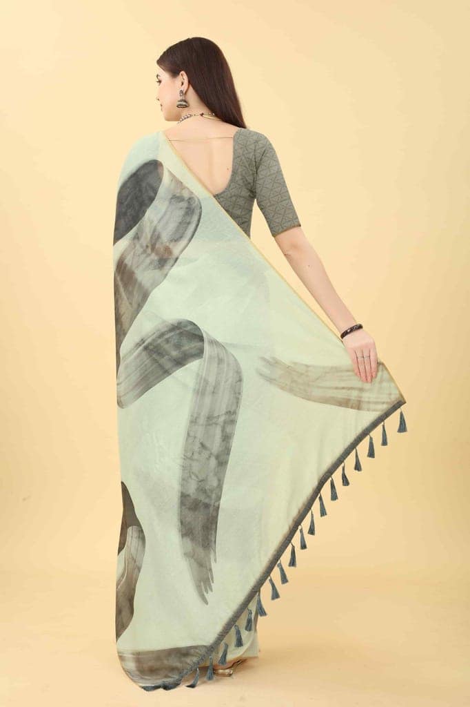 Women's Chanderi Digital Print Saree view 3