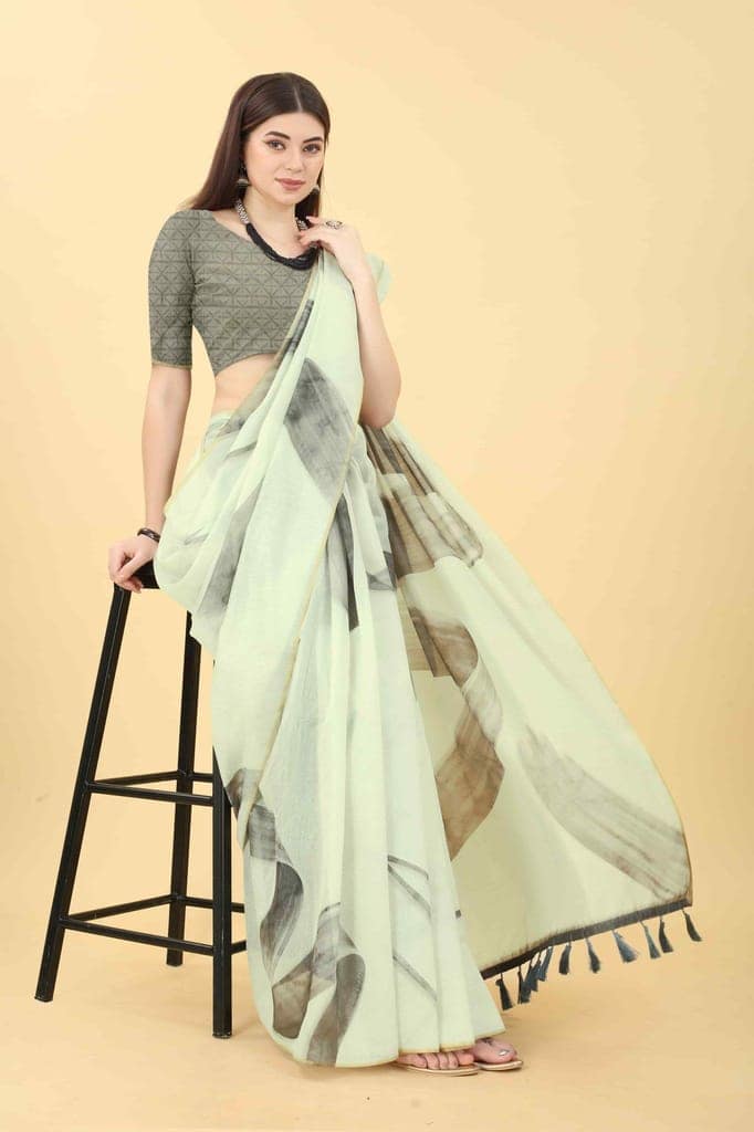 Women's Chanderi Digital Print Saree view 4