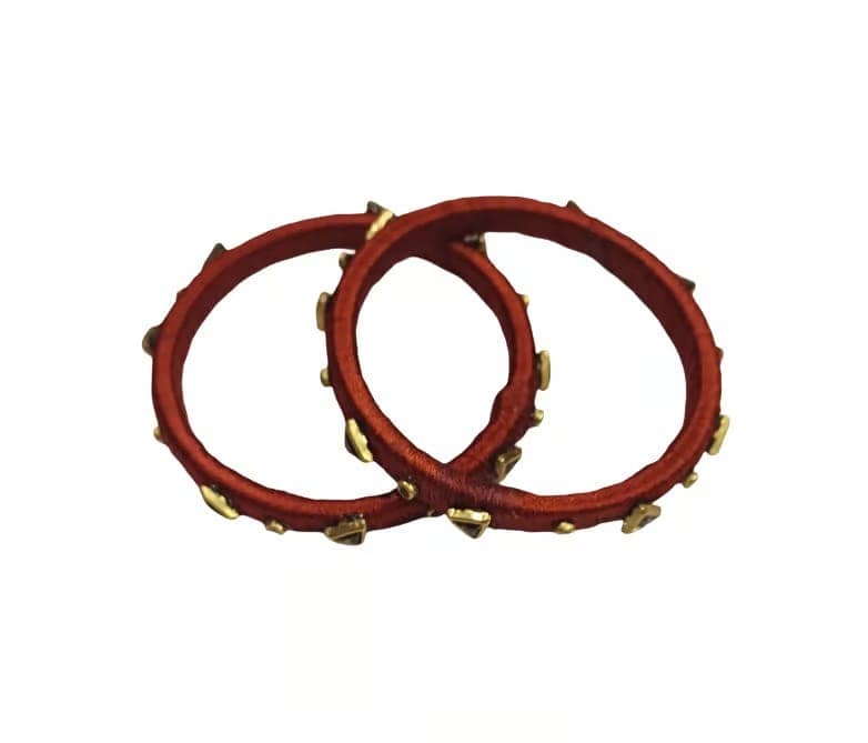 Silk Thread Bangles For Women (Orange)