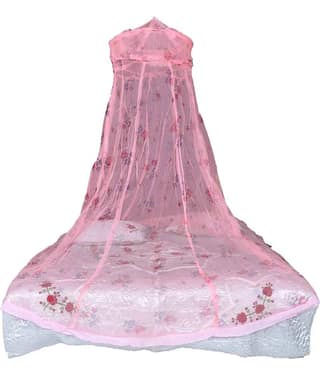 Riddhi Mosquito Net, Machardani Purple Polyester Square Printed Mosquito Net, Machardani With Border