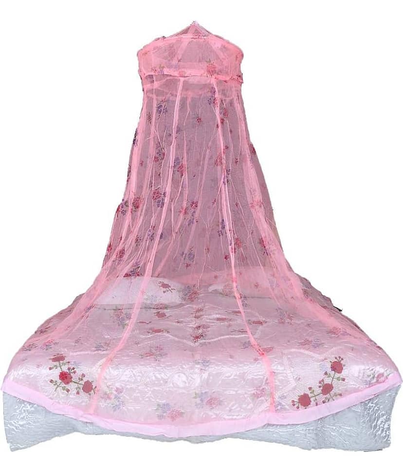 Riddhi Mosquito Net, Machardani Purple Polyester Square Printed Mosquito Net, Machardani With Border