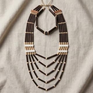 Tribal Wooden Chevron Necklace Set