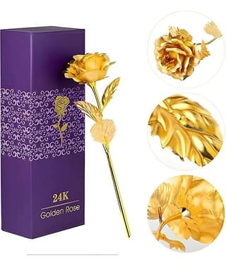 GEEO - Gold Rose Artificial Flower ( Pack of 1 )