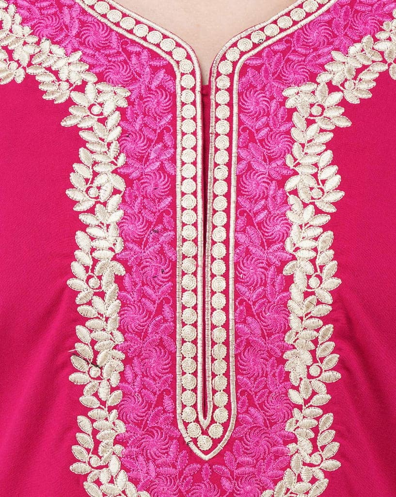 KOI SLEEPWEAR Premium Women White Contrast Embroidery Night Gown Lizzybizzy Cotton Nighty Maxi (X-Large, Pink)� view 4