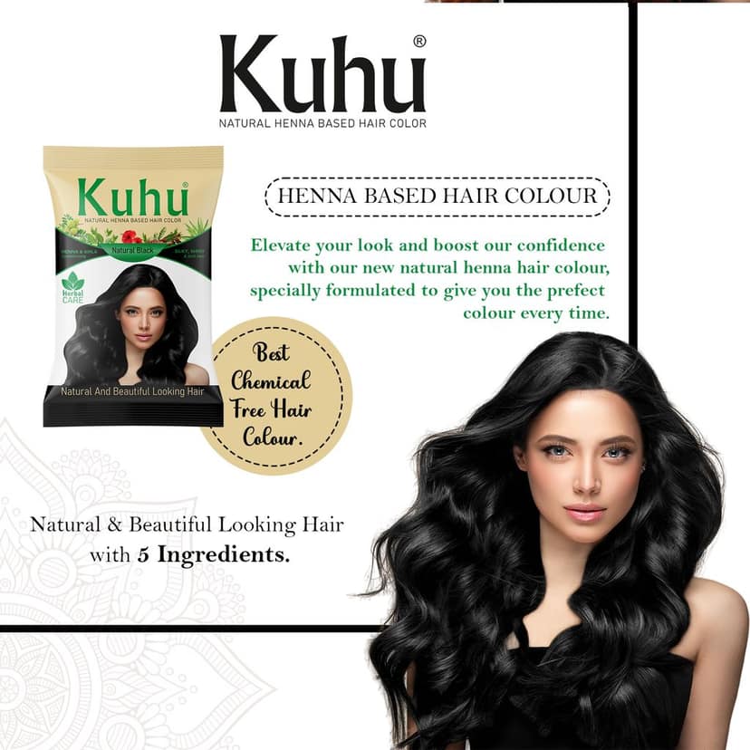 KUHU Herbal No Ammonia Hair Color Natural Black view 7