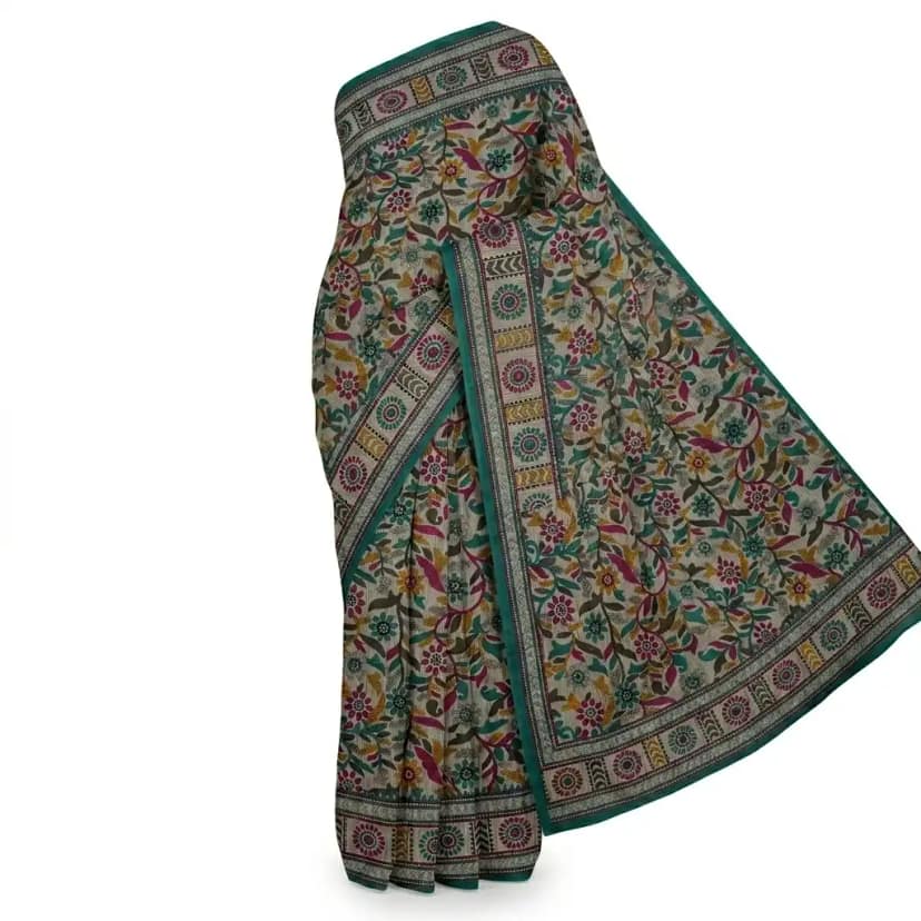 Printed Multicolor Handloom Saree | Ethnic Woven Cotton