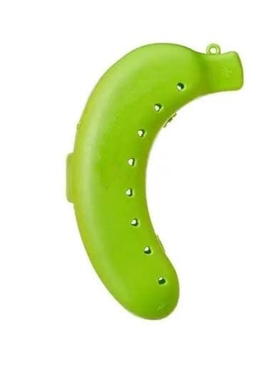 Plastic Banana Storage Container Case Green Tiffin Box for Children 1pc