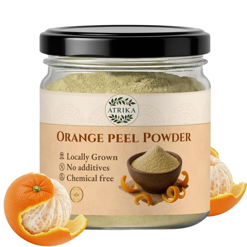 Atrika Orange Peel Powder for Face Pack-200 Gm | Natural Tan Removal & De-Tan Care | Pure Herbal Powder for Skin Glow