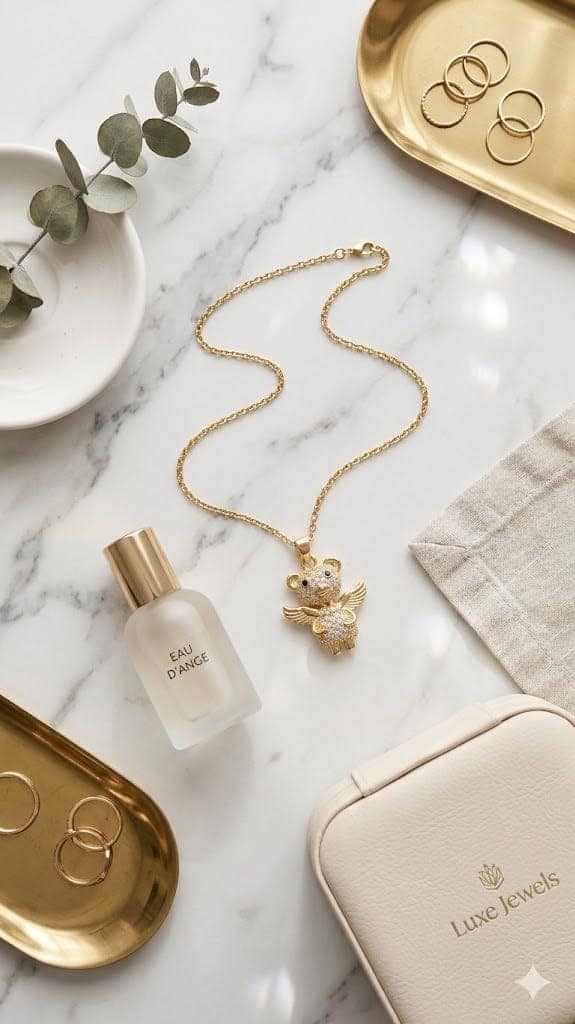 GemGleam Crystal Pendant Chain Necklace | Gold Plated Chain with Locket for Women | Waterproof - Anti-Tarnish | Hypoallergenic | Skin Friendly | Lightweight - Gift for Wife, Girlfriend, Friend view 4