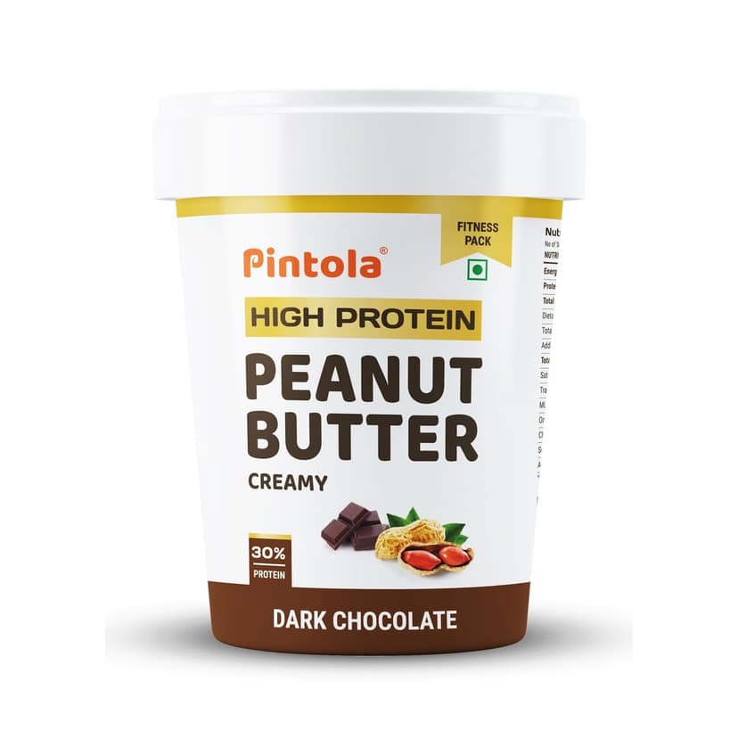 Pintola HIGH Protein Peanut Butter Dark Chocolate | 30% Protein | High Fibre | NO Salt | Non GMO, Naturally Gluten Free, Zero Cholesterol | Creamy, Pintola HIGH Protein Peanut Butter Dark Chocolate | 30% Protein | High Fibre | NO Salt | Non GMO, Naturall