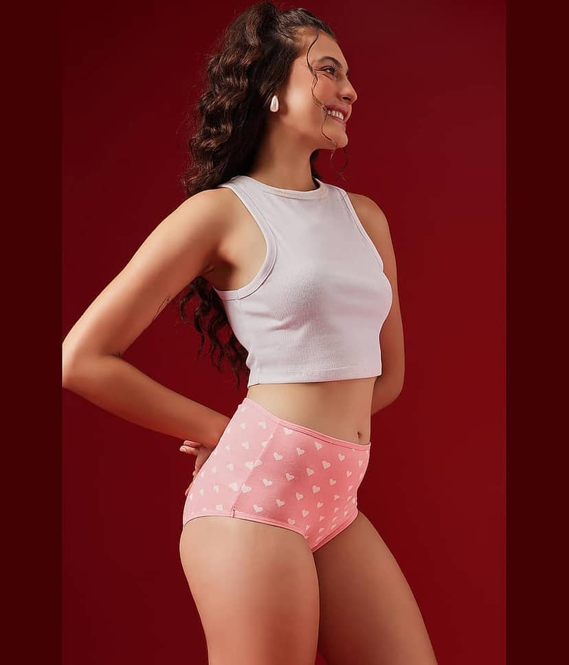 Clovia Pack of 1 Cotton Hipster For Women ( Pink ) view 2