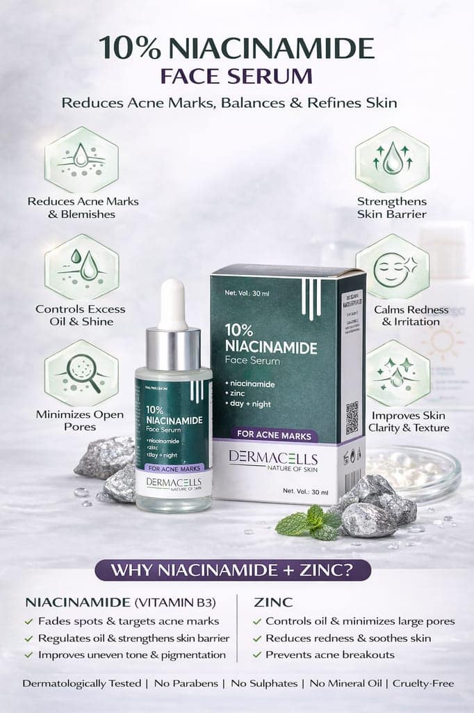 Dermacells 10% Niacinamide Face Serum with Zinc for Acne Marks, Oil Control & Pore Minimizing – 30 ml view 3