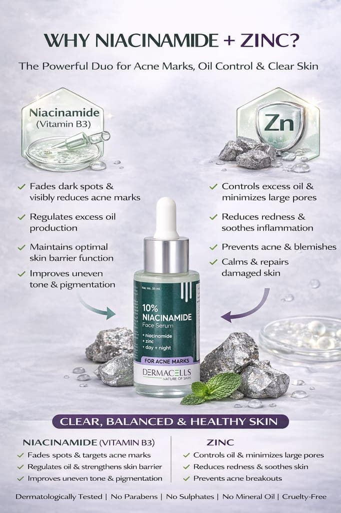 Dermacells 10% Niacinamide Face Serum with Zinc for Acne Marks, Oil Control & Pore Minimizing – 30 ml view 5