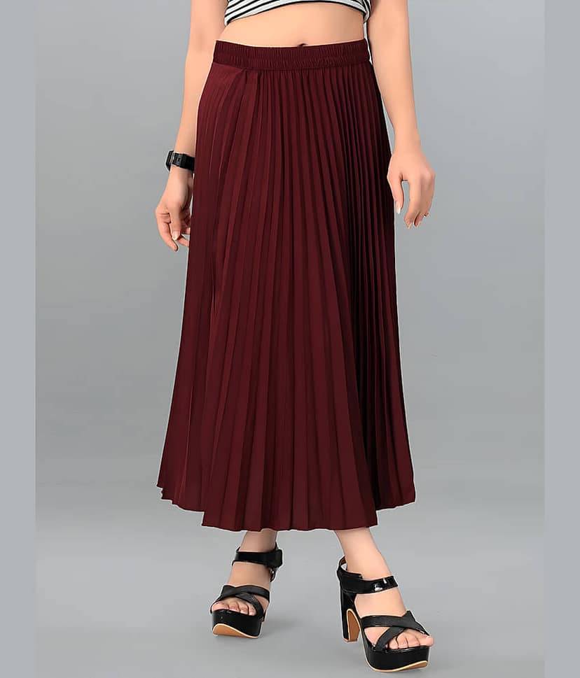 ZWERLON Maroon Rayon Women's Flared Skirt ( Pack of 1 )