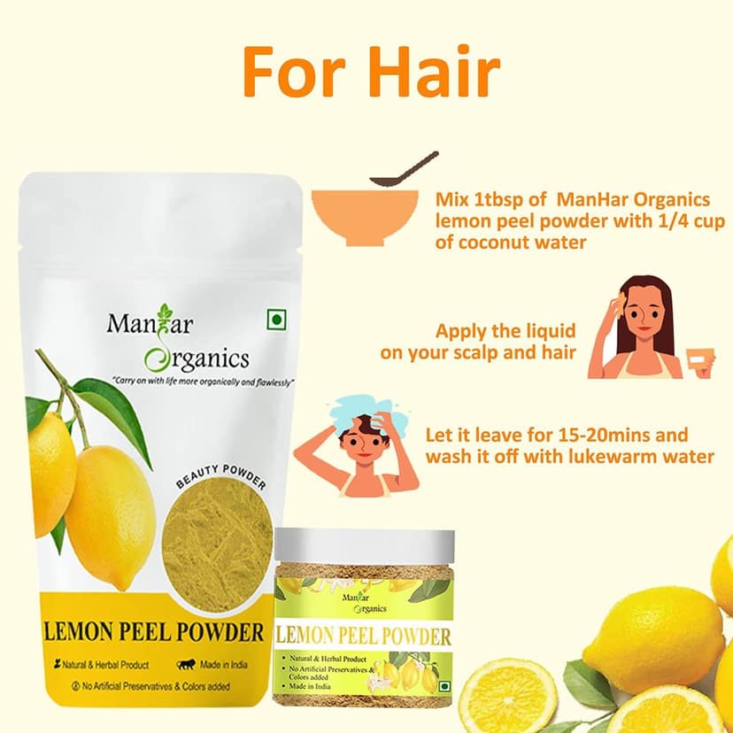 ManHar Organics Lemon Peel Powder 500gm | Pure & Natural | Skin Brightening, Oil Control & Tan Removal | Herbal Face & Hair Care view 5