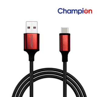 Champion USB to Type-C 3Amp Data Sync & Charging Cable Metal 1M for all Android & USB Type-C Devices (Red/Black)