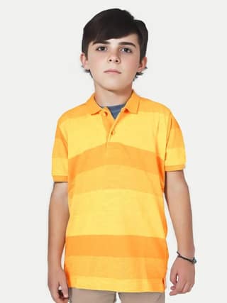 Teen Boys Yellow Colour-Blocked Polo T-Shirt