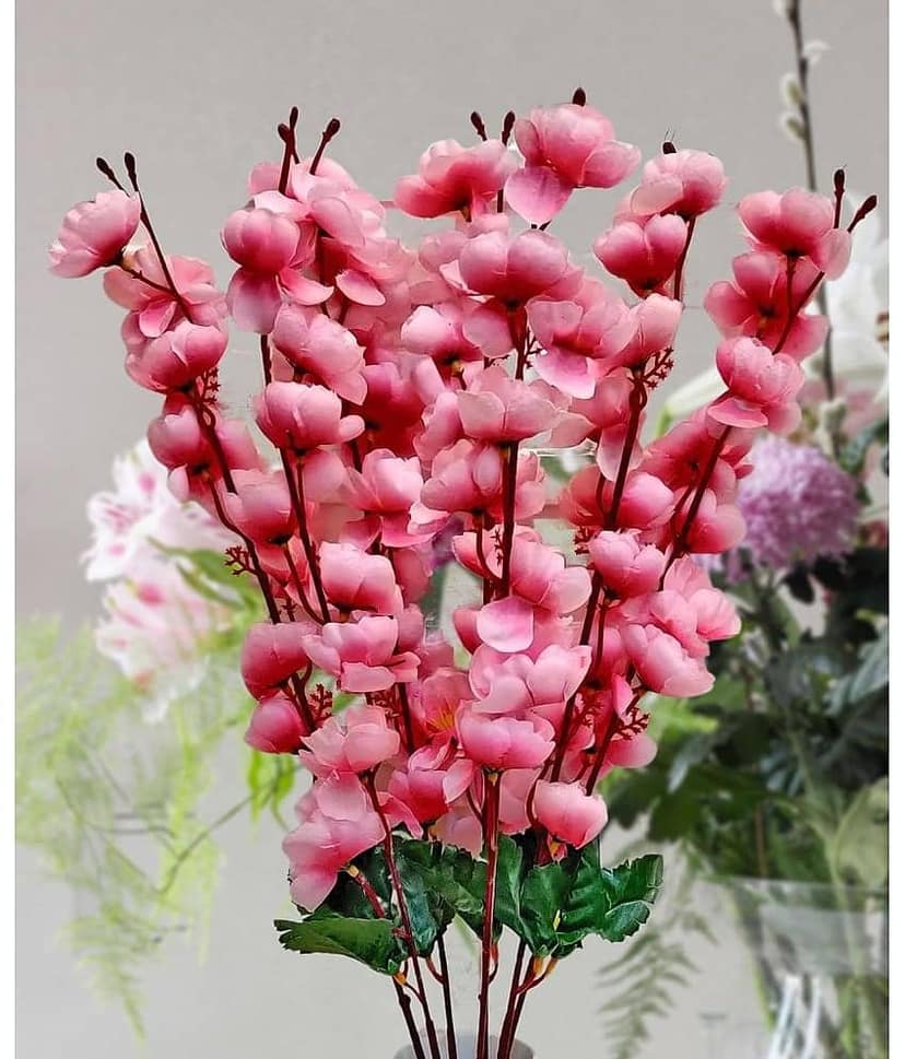 REAL PBR - Pink Cherry Blossom Artificial Flowers Bunch ( 7 Sticks ) view 2