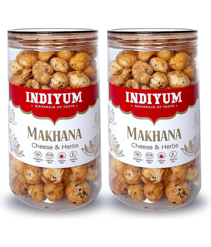 Indiyum Foxnuts Makhana Cheese & Herbs Flavour 90gm (Pack of 2)