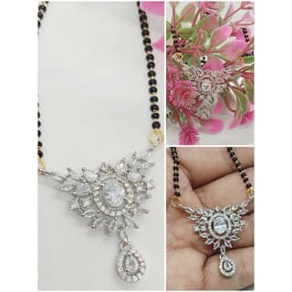 Premium Quality AAA CZ Stones Leaf Shape Mangalsutra Chain Set