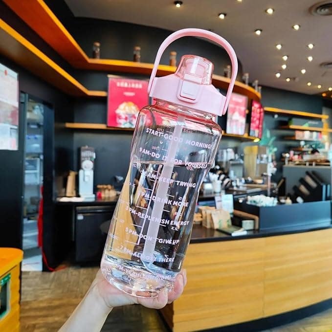 Motivational Water Bottle, Spirit GYM Gallon with Time Marker Large Capacity 2000ML, Leakproof BPA Free Fitness Sports Bottles, Shaker with Portable Wide Mouth view 2