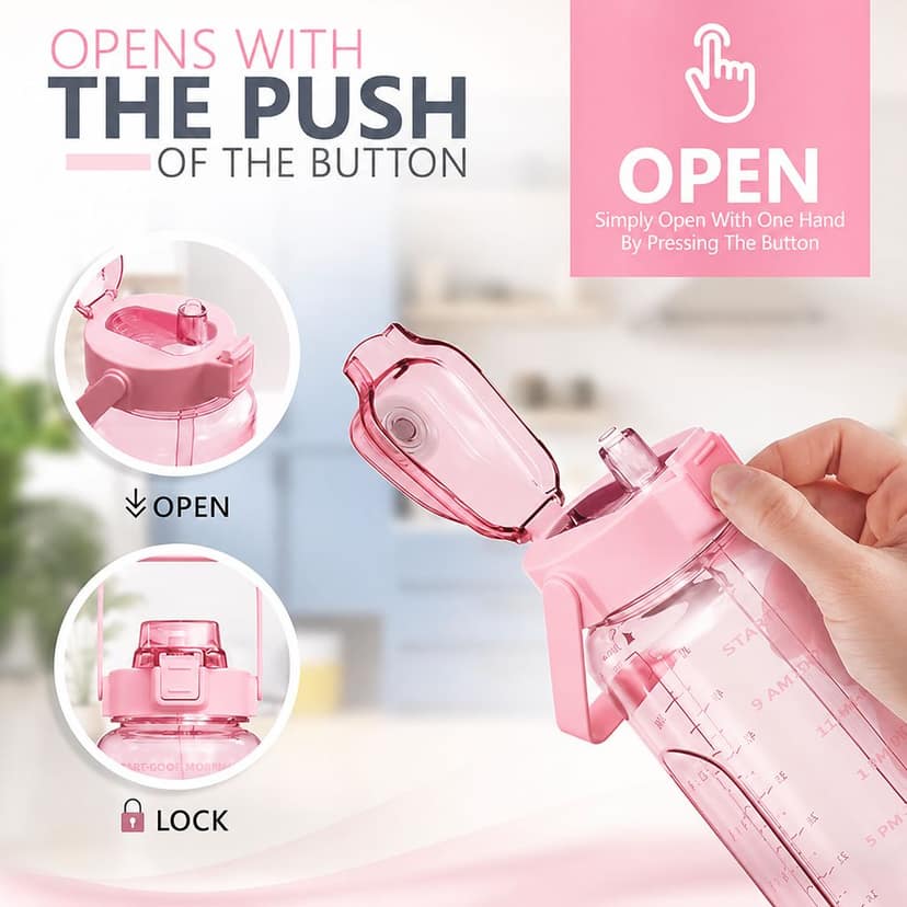 Motivational Water Bottle, Spirit GYM Gallon with Time Marker Large Capacity 2000ML, Leakproof BPA Free Fitness Sports Bottles, Shaker with Portable Wide Mouth view 4