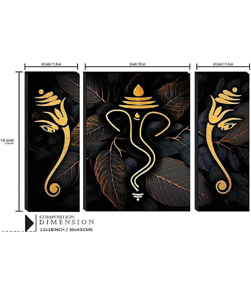 SNDArt Lord Ganesha Wall Paintings For Living Room Gift Items 12 x18 inch view 2