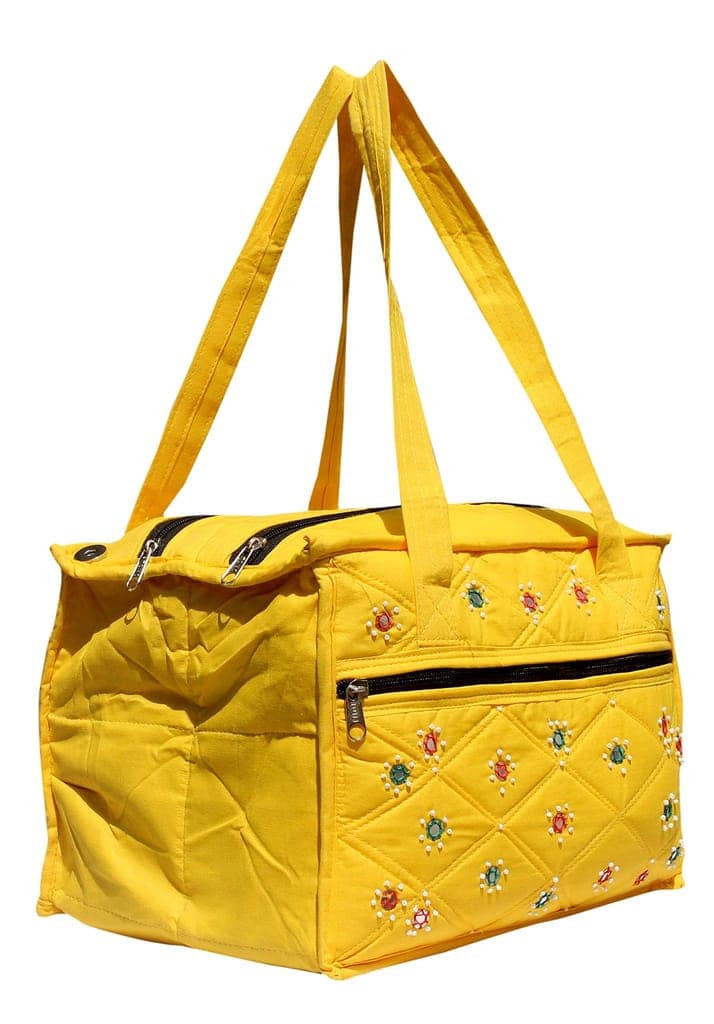 Mandhania Eco Friendly Cotton Mirror Patchwork Shoulder Bag for Women Yellow view 3